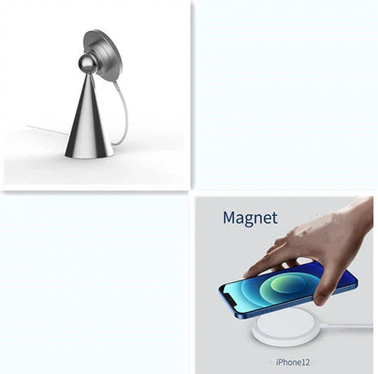 Magnetic desktop phone stand for iPhone Pro Max with wireless charging feature