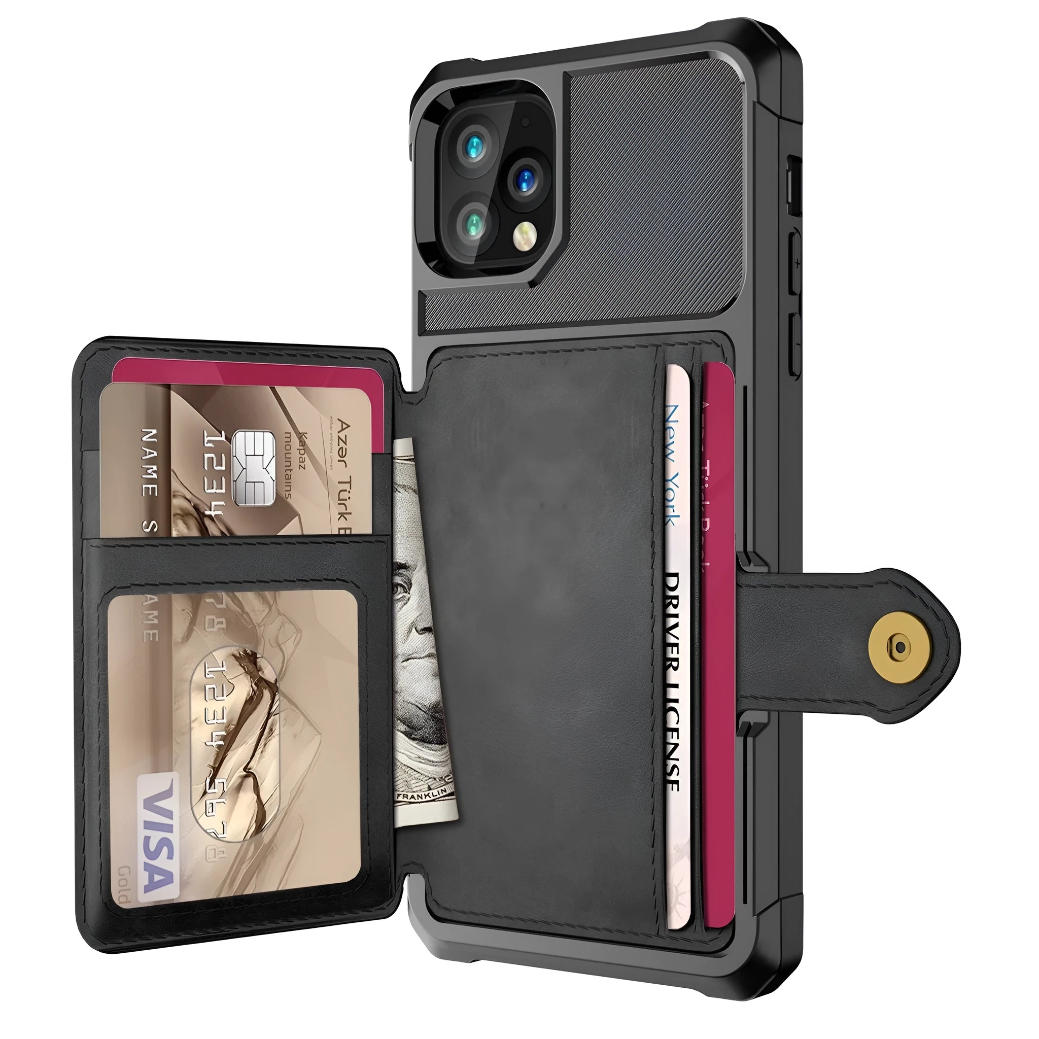Imitation leather iPhone case with card wallet slot in business solid colours