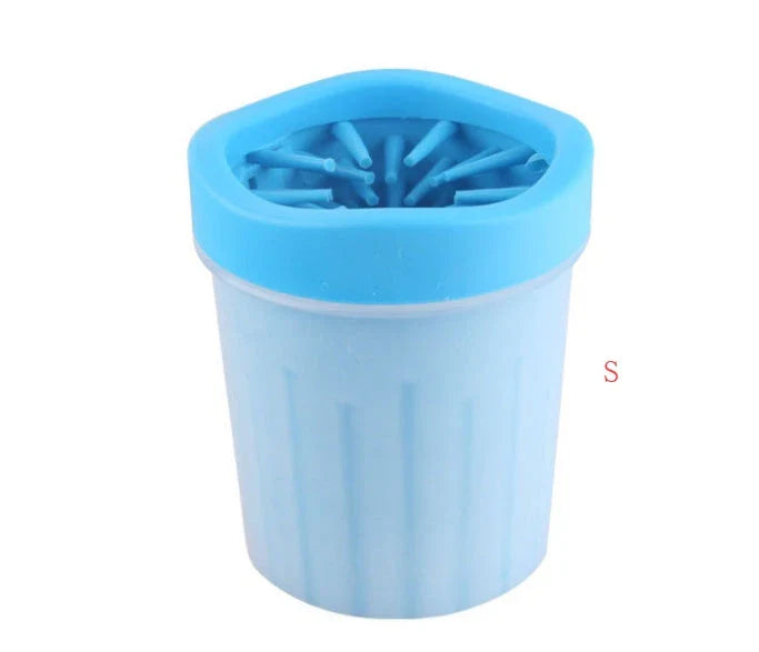 Premium Silicone Dog Paw Washer Cup in pink, blue, and green colors for easy and gentle cleaning of your dog's paws