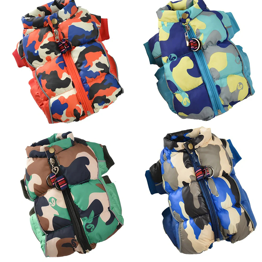 Brown coffee winter cotton jacket on small dog, waterproof thicker coat for puppies in sizes 10-26