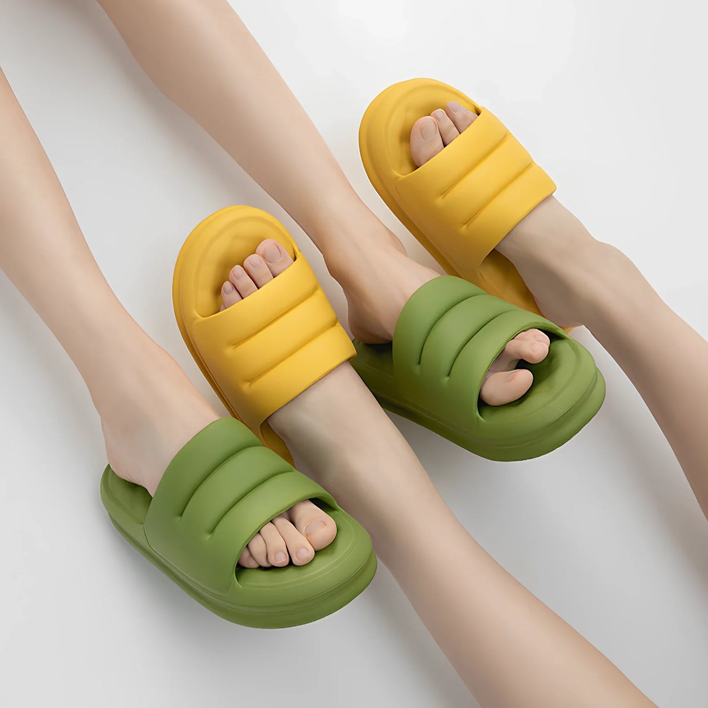 Women's summer EVA slippers with thick sole in multiple colours for home and bathroom use