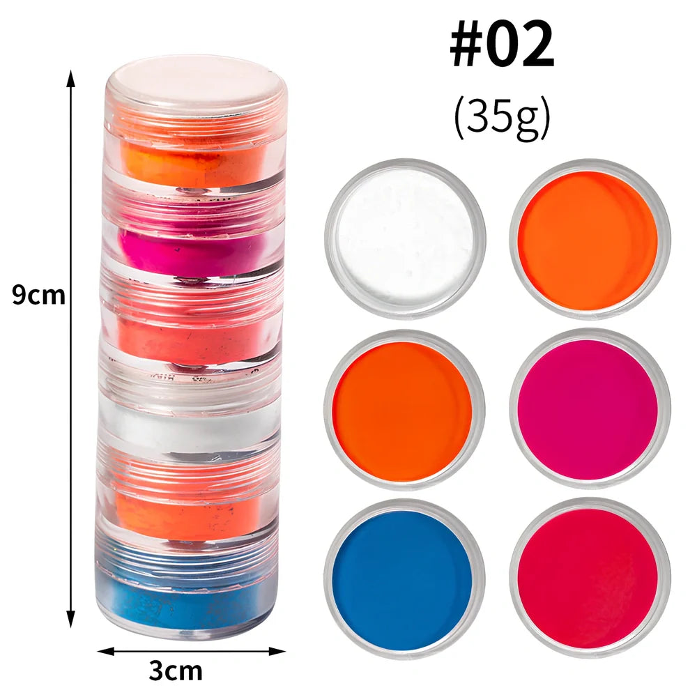 6-colour fluorescent pearl powder set, 1g glitter portions for firework blooming effects in crafts