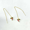 Long, dangling bird-shaped earrings with zirconium wing details in red, blue, and red lvzuan colour options.