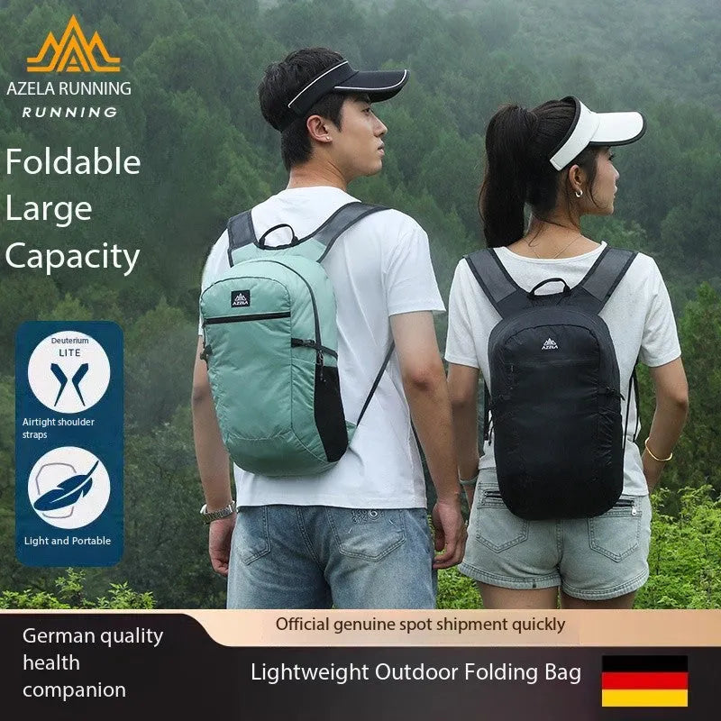 AZELA lightweight lime green backpack with multiple pockets and breathable mesh straps for outdoor travel
