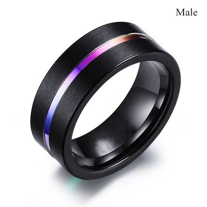 Lovers Purple Ring with geometric design and electroplating finish