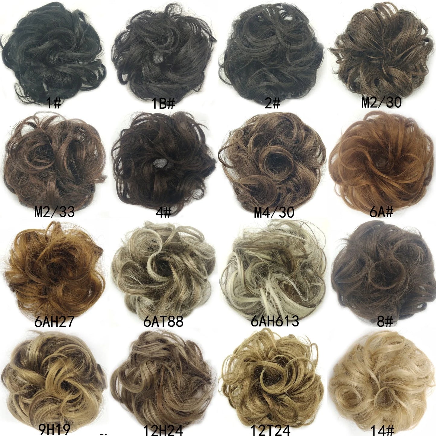 Synthetic wavy curly messy hair bun for women, 12cm diameter, high-temperature wire