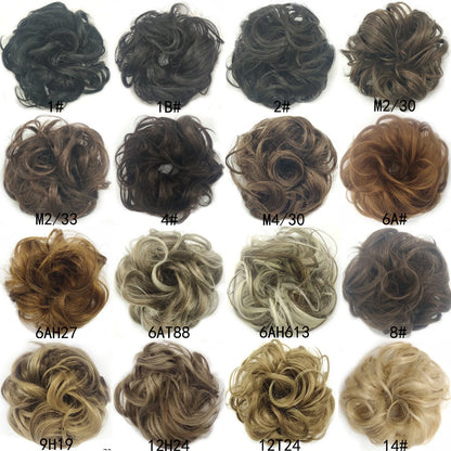Synthetic wavy curly messy hair bun for women, 12cm diameter, high-temperature wire