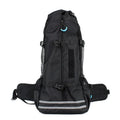 Medium dog backpack carrier in black with expandable design, made from 600D Oxford cloth, side view