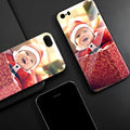 Custom patterned ultra-thin iPhone case with raised bumper edge, shown fitted on an iPhone.