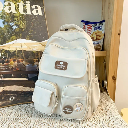 Large capacity multi-pocket backpack in various colours, perfect for school and campus use