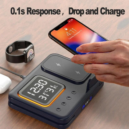 15W Wireless Charging Stand with LED Digital Alarm Clock and Fast Charging Dock