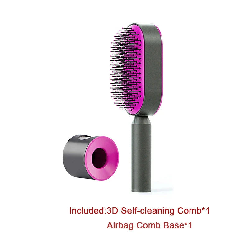 3D Air Cushion Hair Brush in elegant white, showcasing wide comb teeth and ergonomic handle