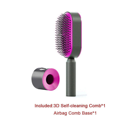 3D Air Cushion Hair Brush in elegant white, showcasing wide comb teeth and ergonomic handle