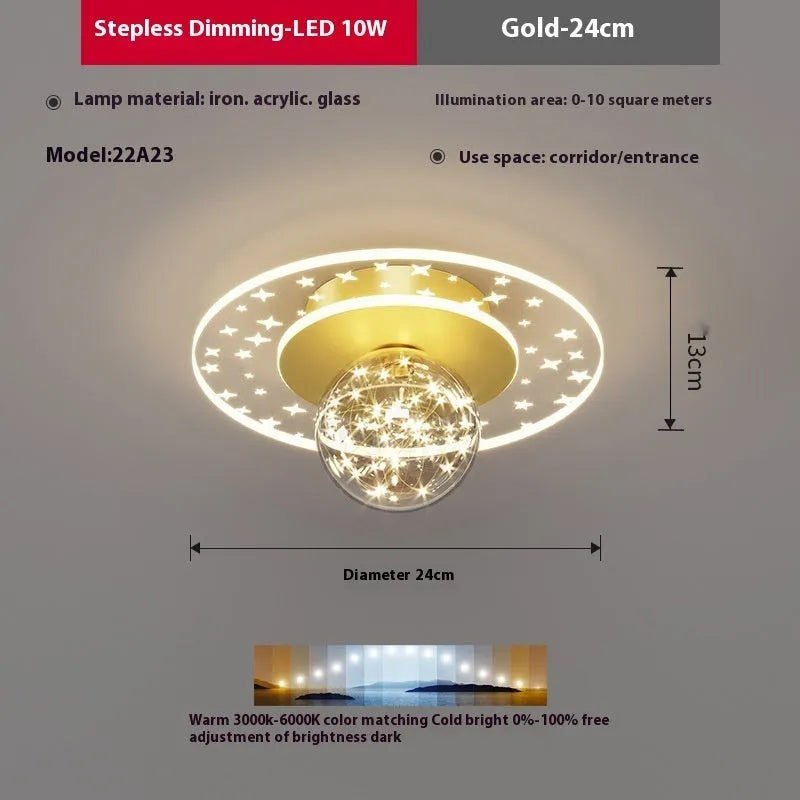 Modern LED ceiling lamp for corridors in gold, black or white finish with adjustable colour temperature