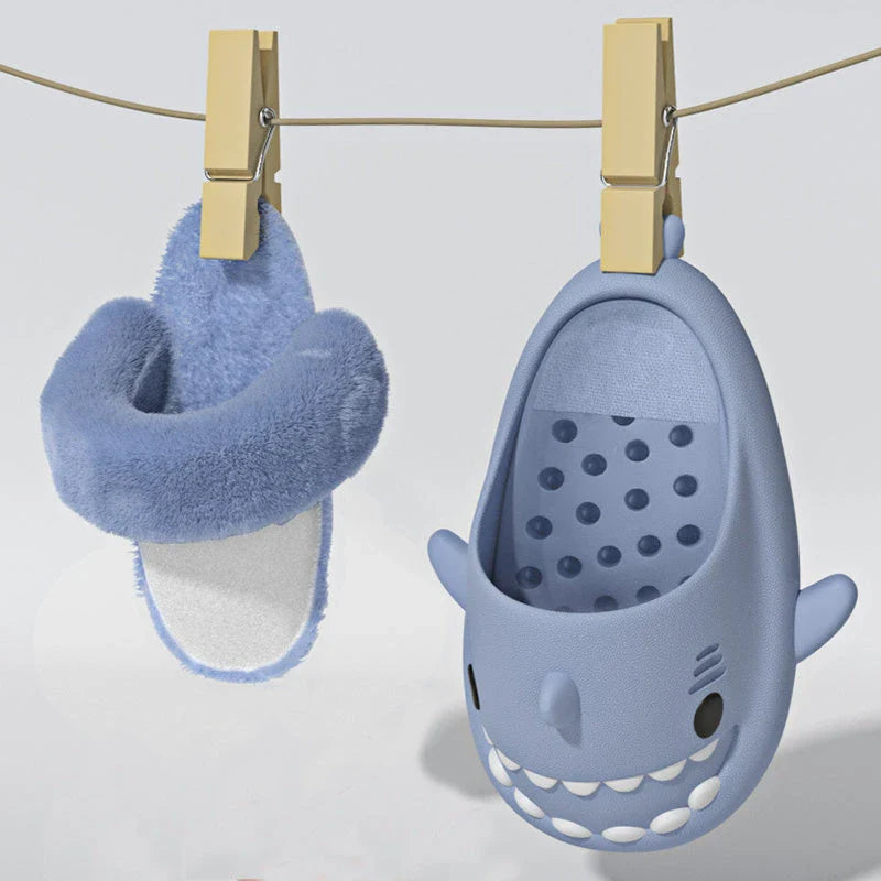 Winter Shark Slippers with detachable warm fuzzy lining in various colours