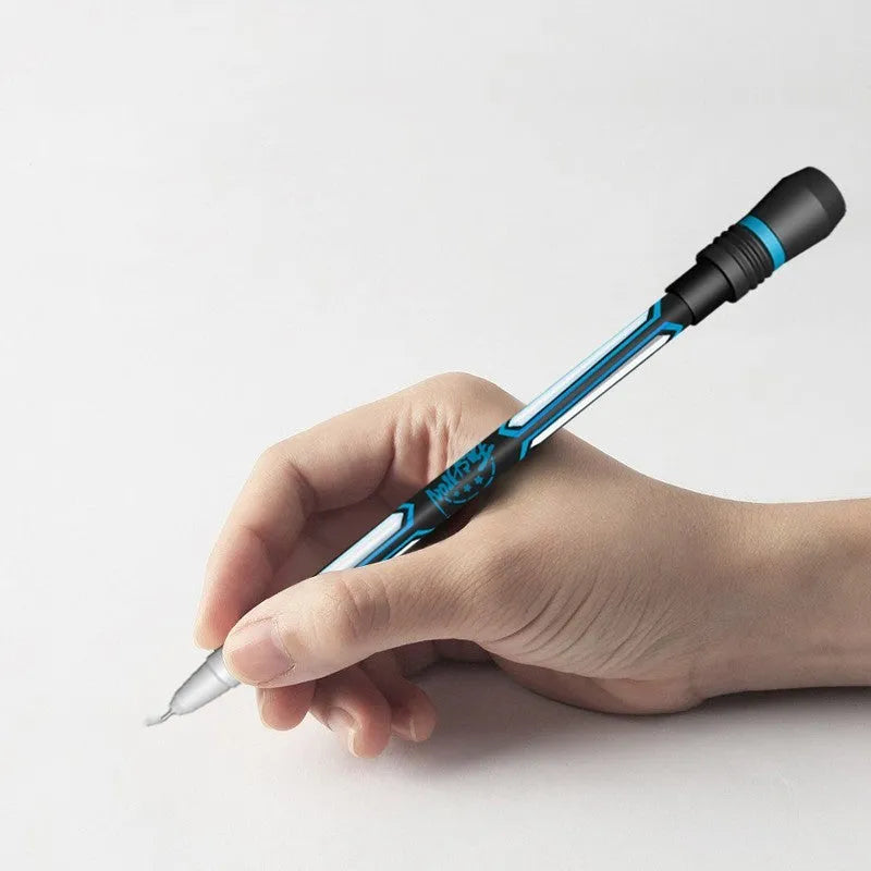 Frosted silica gel anti-slip rotating pen showing 0.35mm tip and textured grip