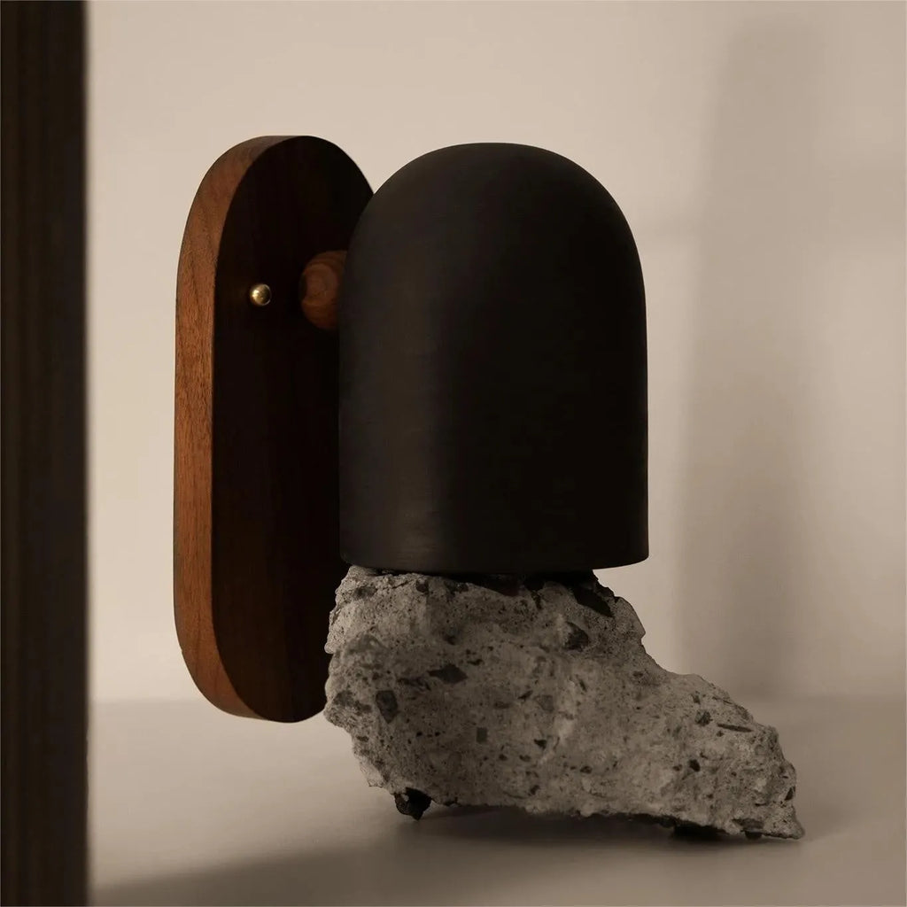 Japanese Zen ball light black wall lamp with 350 degree rotation for hallway bedside lighting