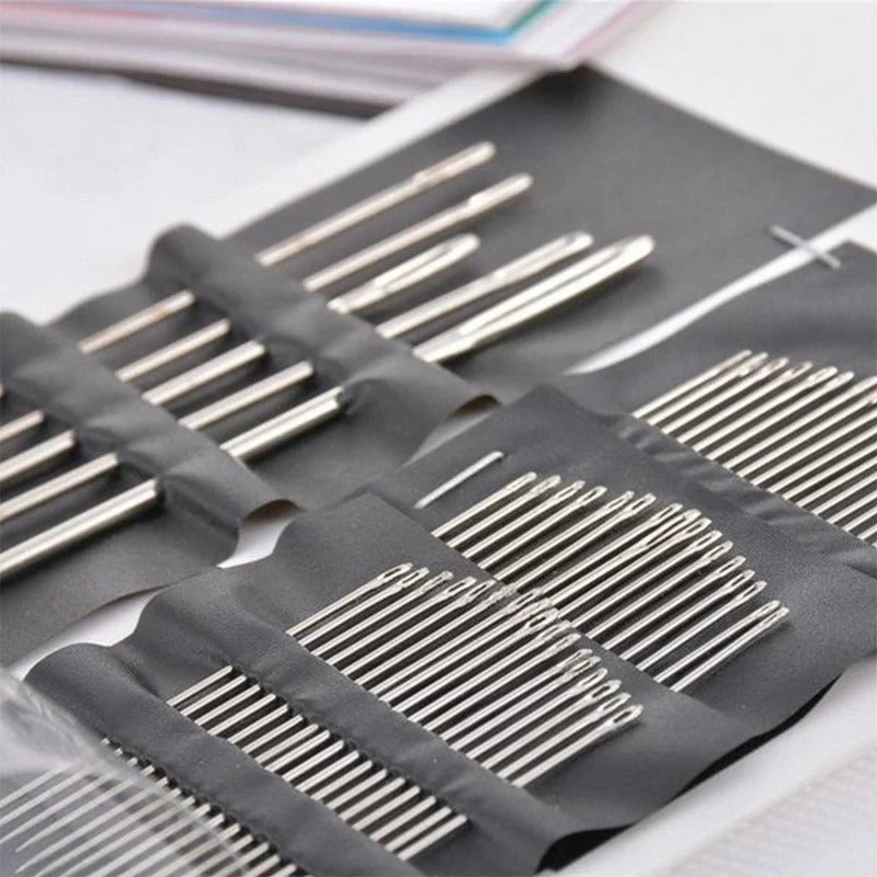 Silver hand sewing needle set with 55 pieces for DIY projects
