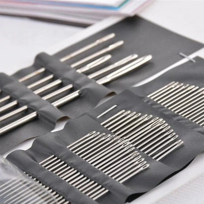Silver hand sewing needle set with 55 pieces for DIY projects