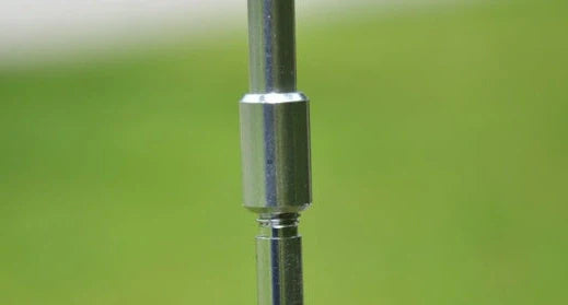 Silver aluminium camping tripod with hanging chain for outdoor barbecue cooking