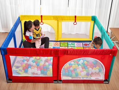 145x145cm baby crawling mat with colourful 5.5cm PE balls and toddler fence enclosure