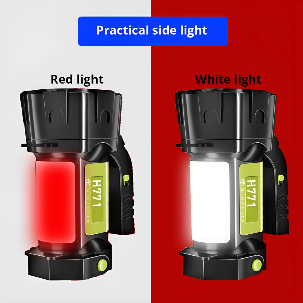 H771 portable LED camping and work light with removable battery and shoulder strap.