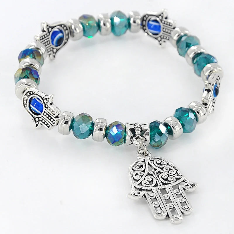 Devil's Eye Beaded Bracelet in alloy with artificial gems, available in multiple colours