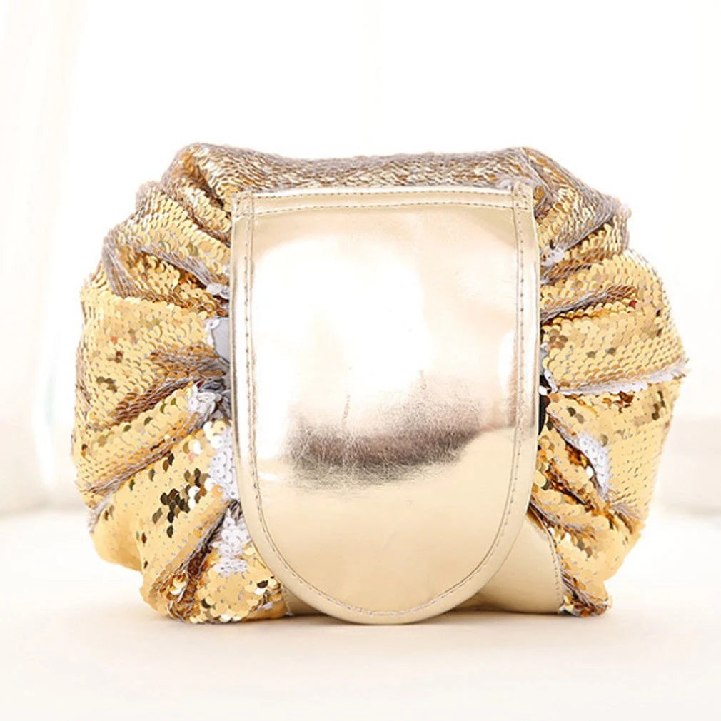 Animal print large capacity drawstring cosmetic storage bag with waterproof oxford cloth