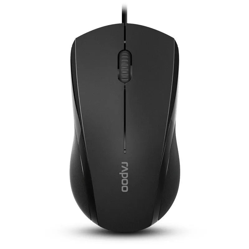 Black wired USB optical mouse with 1000dpi and 1.5m cable for desktop computer