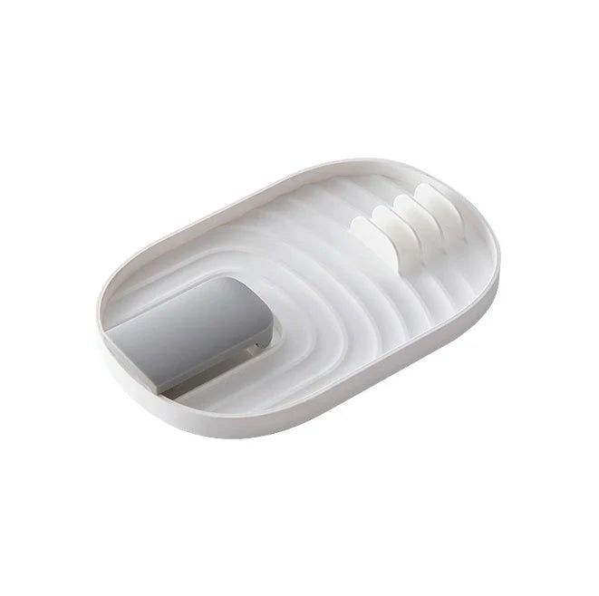 Nordic Pan Cover Storage Rack in Nordic Green, foldable wall-mounted organiser for pot lids and cooking spoons