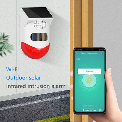 Human Body Infrared Sensing Remote Control Solar Alarm with solar panel and sound-light alarm features