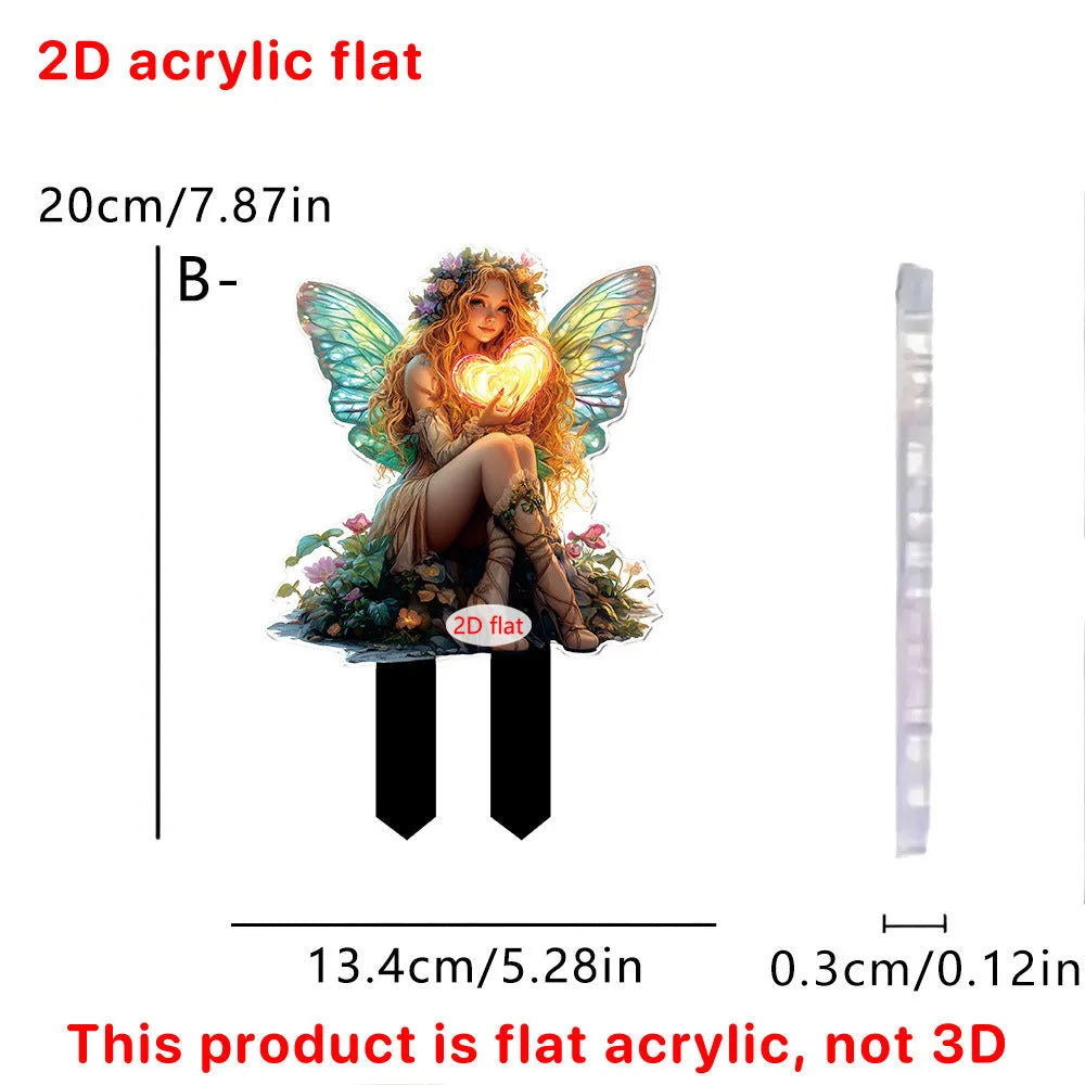 Elf fairy carrying lantern 2D acrylic outdoor lawn floor outlet decoration in garden setting