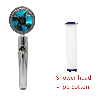 High-Pressure Rainfall Shower Head with 360-Degree Rotation and Built-In Fan for Relaxing Bathing Experience