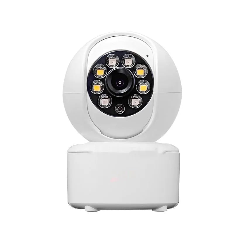 Indoor 1080p security camera with ceiling mount bracket on a white background.