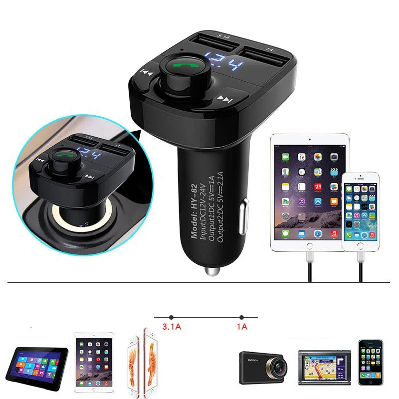 Compact Bluetooth Car Kit with FM Transmitter and Dual USB Charger for cars