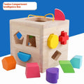 Wooden geometric shape matching building blocks with intelligence boxes for infants