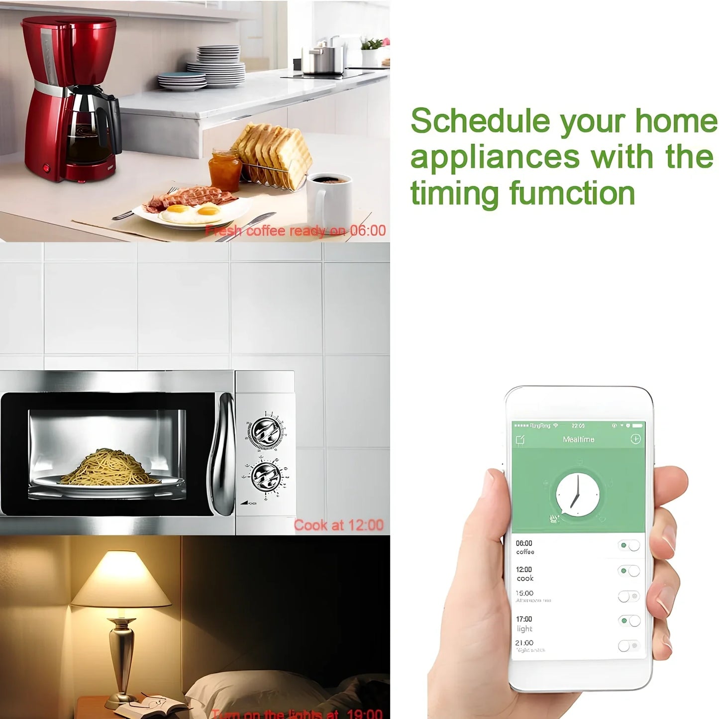 UK three-pin WIFI smart plug adapter with four outlets and USB ports for remote control via app or Alexa