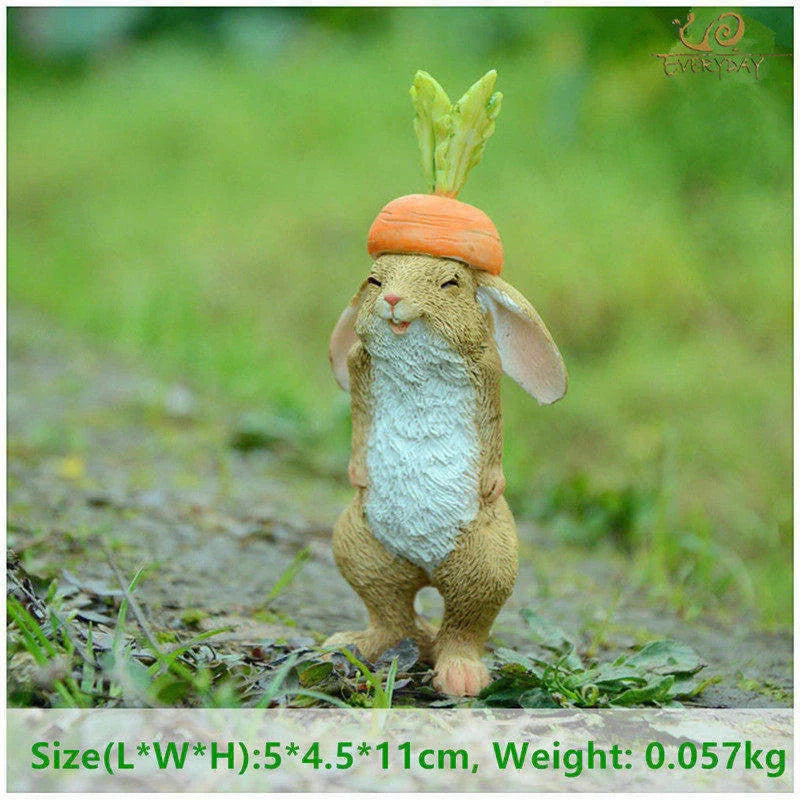 Cute bunny resin ornaments for pastoral living room decor