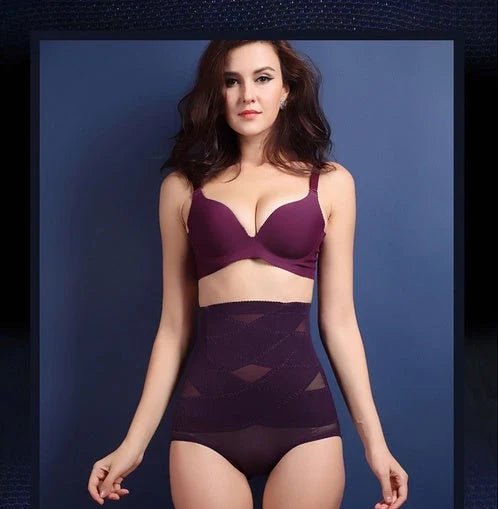 Women's high waist postpartum belly shaping pants in black and beige, sizes S to 4XL