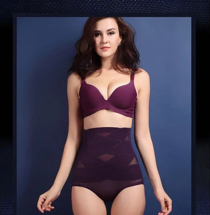 Women's high waist postpartum belly shaping pants in black and beige, sizes S to 4XL