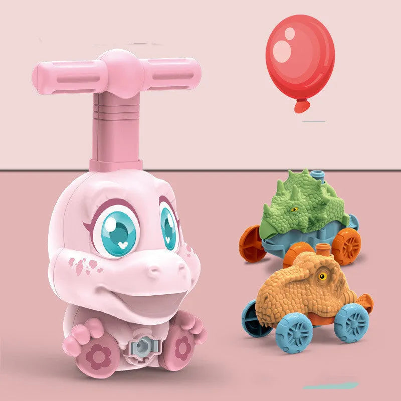 Children inertial power ball car toy in blue with balloons and launch pad