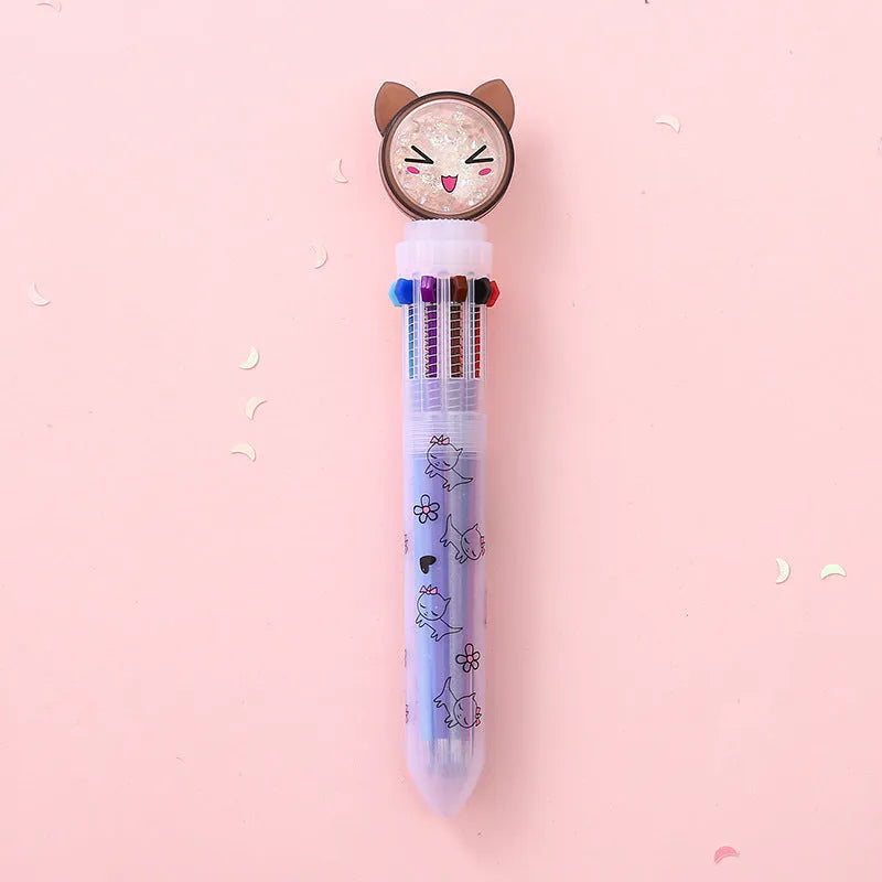 Cute cat design press-type mechanical pencil showing 15cm length and 0.5mm specification