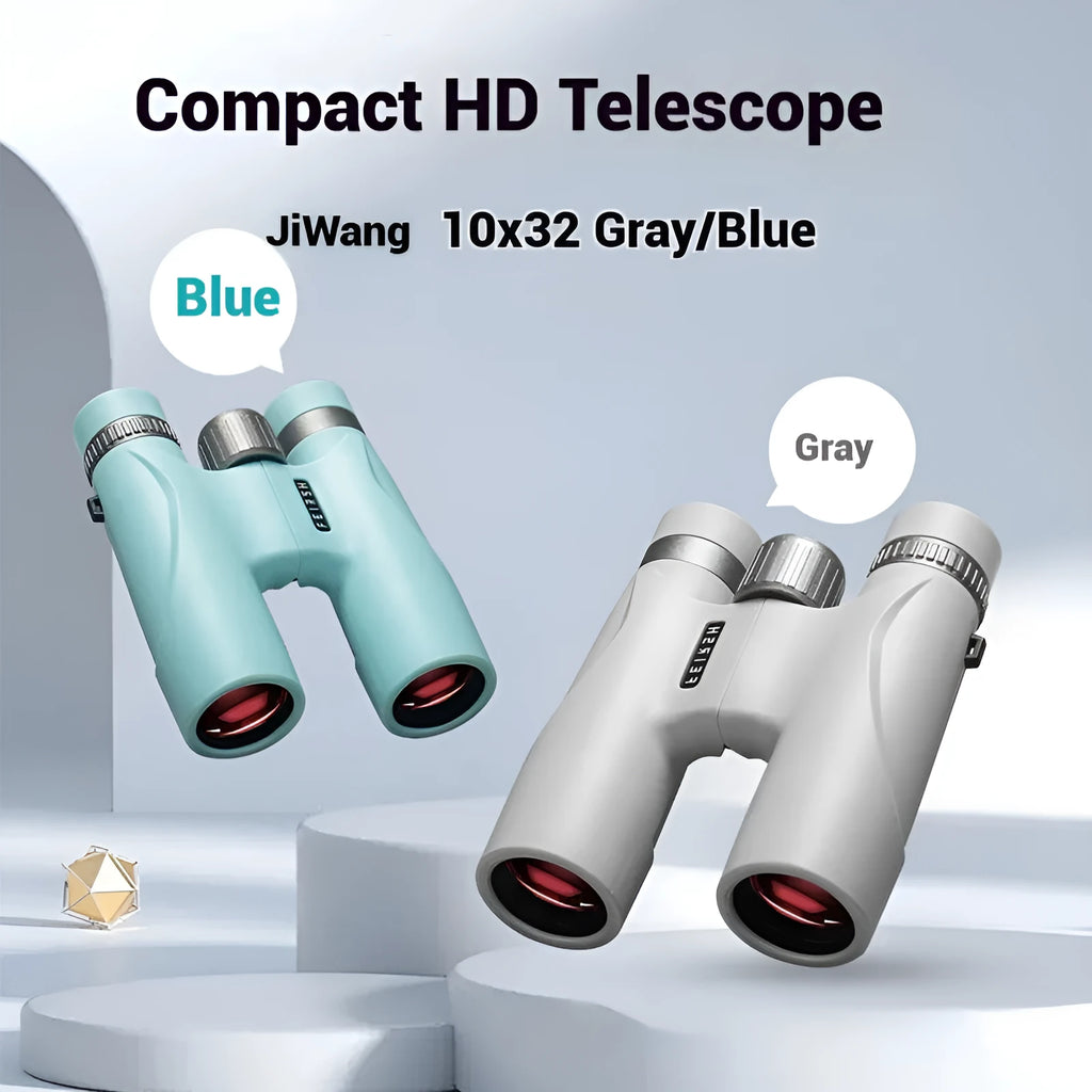 10x32 binoculars with wine red film finish showing grey and blue colour options