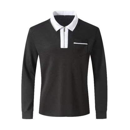 2024 Autumn Men's Long Sleeve Zipper Polo Shirts in various colors