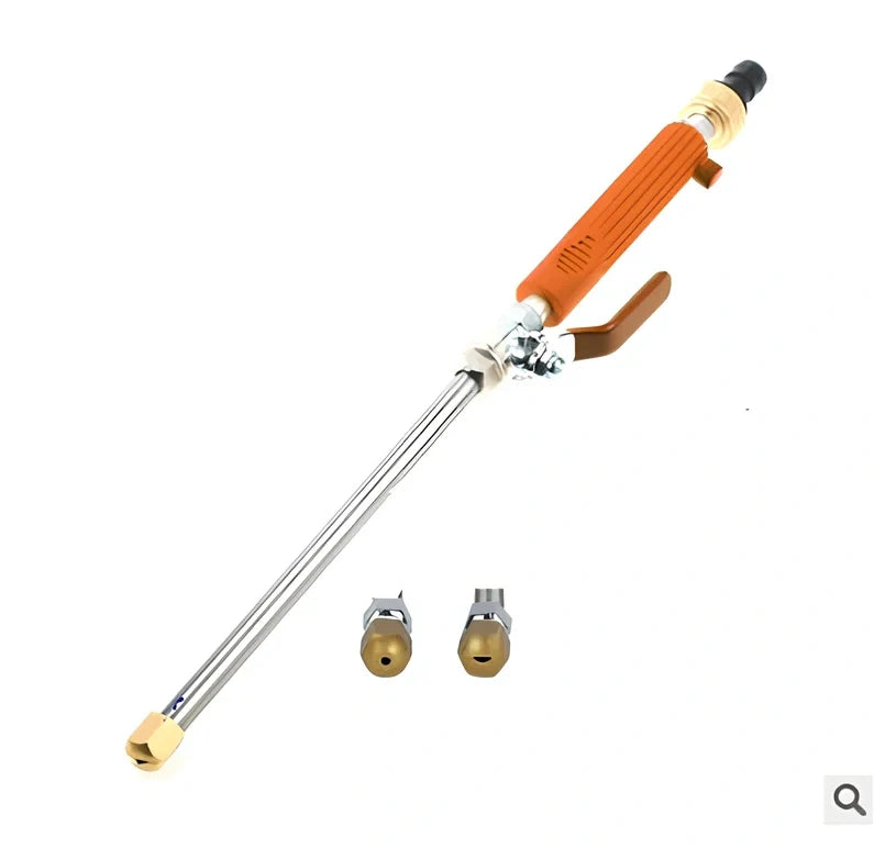 Adjustable copper high-pressure car wash water gun, 46.5cm black model with 5cm grip and nozzle