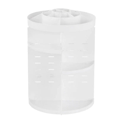 Diamond wave 360 Rotating Makeup Organizer with customizable shelves on a vanity
