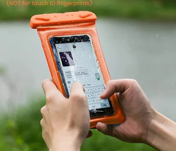 Transparent waterproof phone pouch with neck rope in multiple colour options