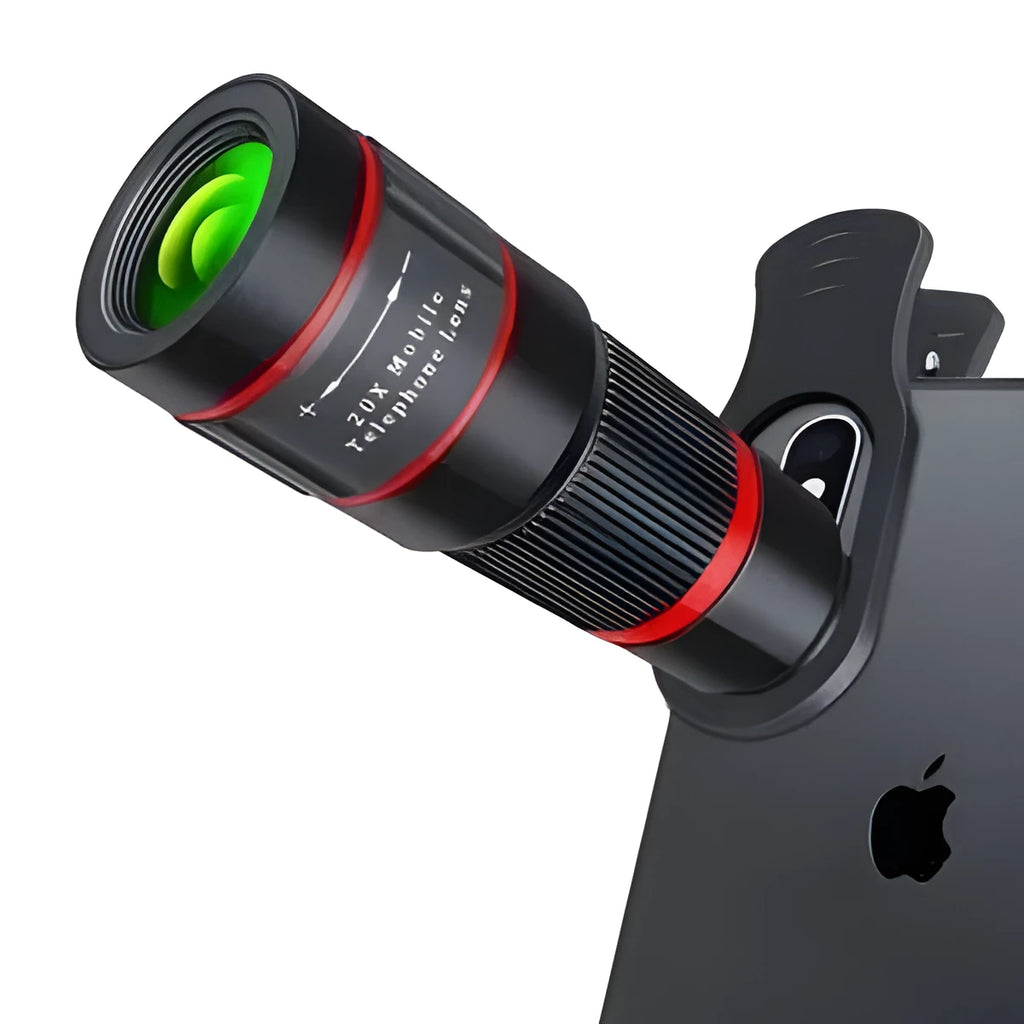 20x smartphone telescope with universal clip mount and optical glass lens for mobile photography