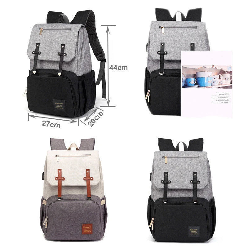 Diaper Mummy Daddy Backpack Baby Stroller Bag with USB charge interface and waterproof material