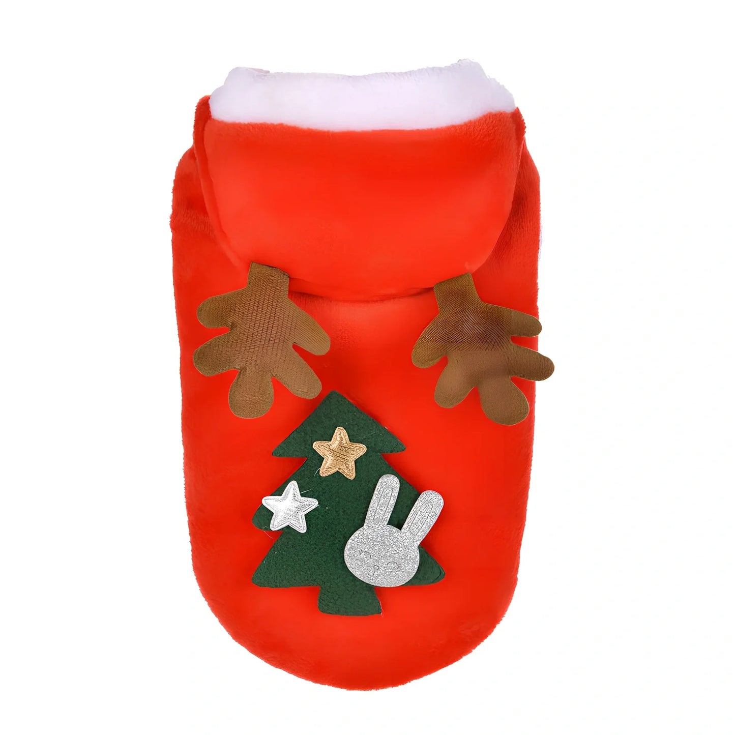 Red flannel Santa Christmas costume for small dogs, XS size with 28 cm chest and 20 cm back measurements